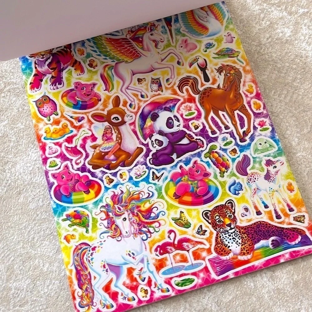 Brand New Lisa Frank Sticker Pad w/ Play Scenes & Zip-It Geometric Pencil Pouch